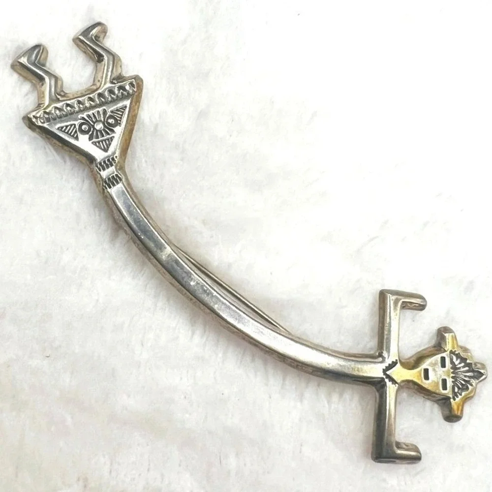 Vintage Sterling Silver Kachina Kokopelli Brooch Felix Joe Rainbowy Yei 3.5